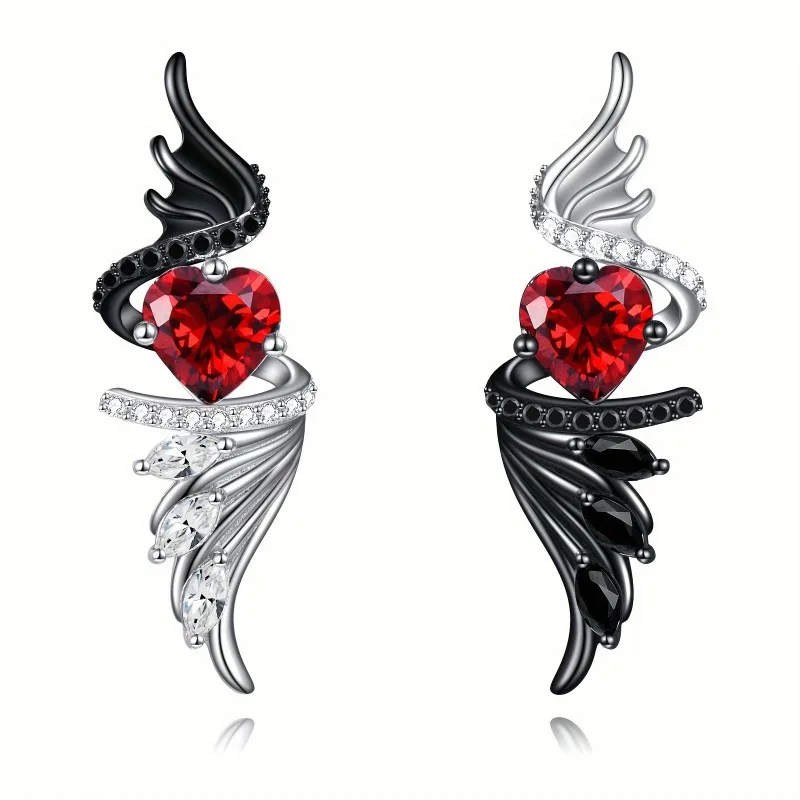 Angel Devil Earrings Demon Angel Wings Black White Drop Earrings Jewelry Neutral Style Jewelry Suitable for Daily Travel Wear