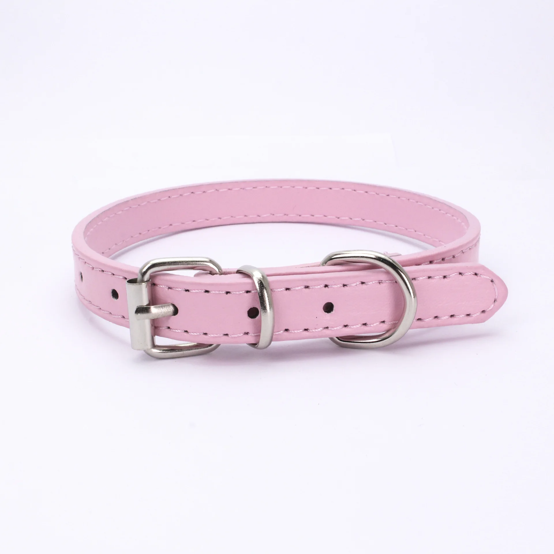 Collar de cuero para perro, Collar ajustable para gato, hebilla de aleación, cadena para perro, correa para el cuello para cachorros, suministros para mascotas para perros medianos y pequeños