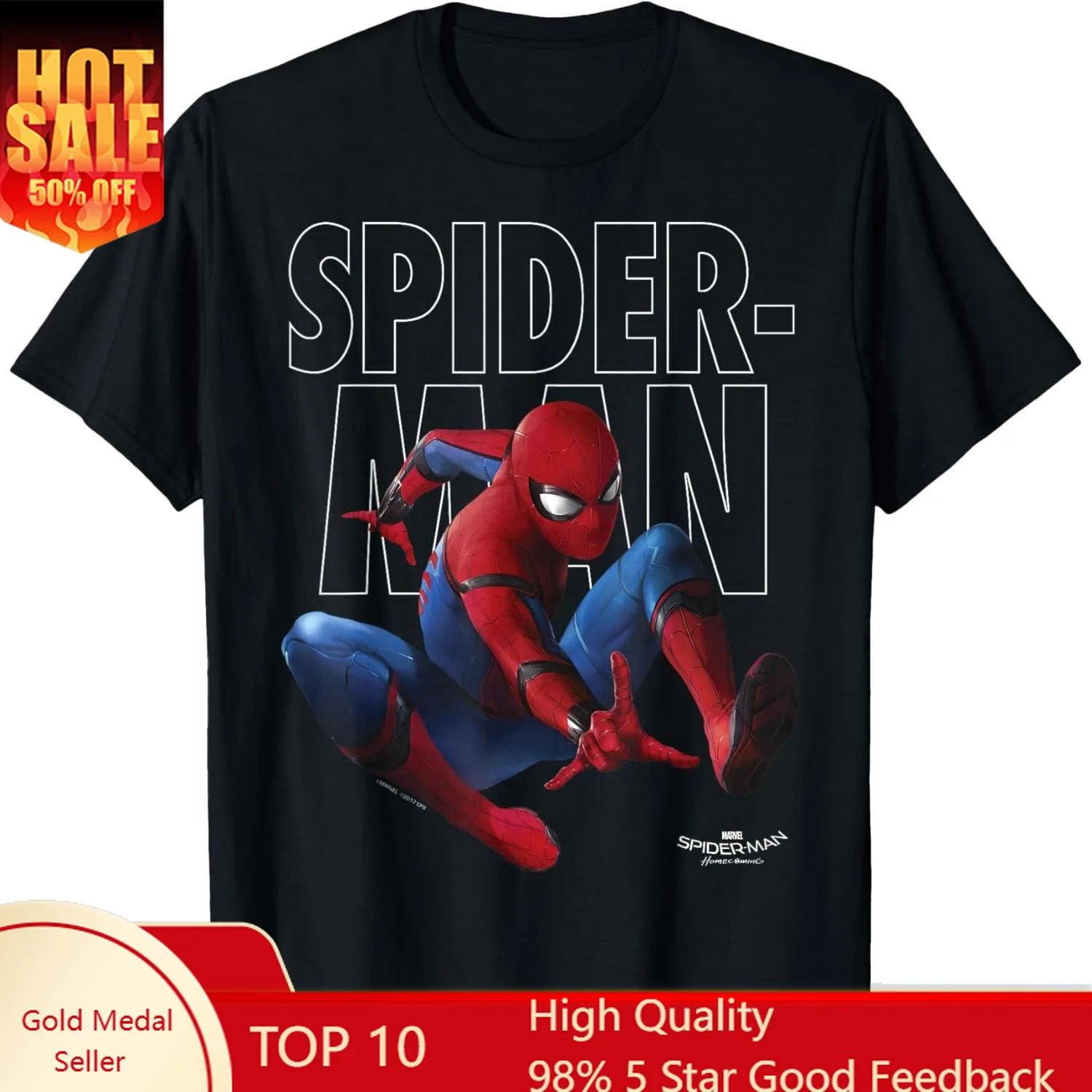 

Marvel Spider Man Cotton Graphic TShirt Mens Womens Homecoming Movie High Quality Short Sleeve Comfortable Durable Cosplay Tee