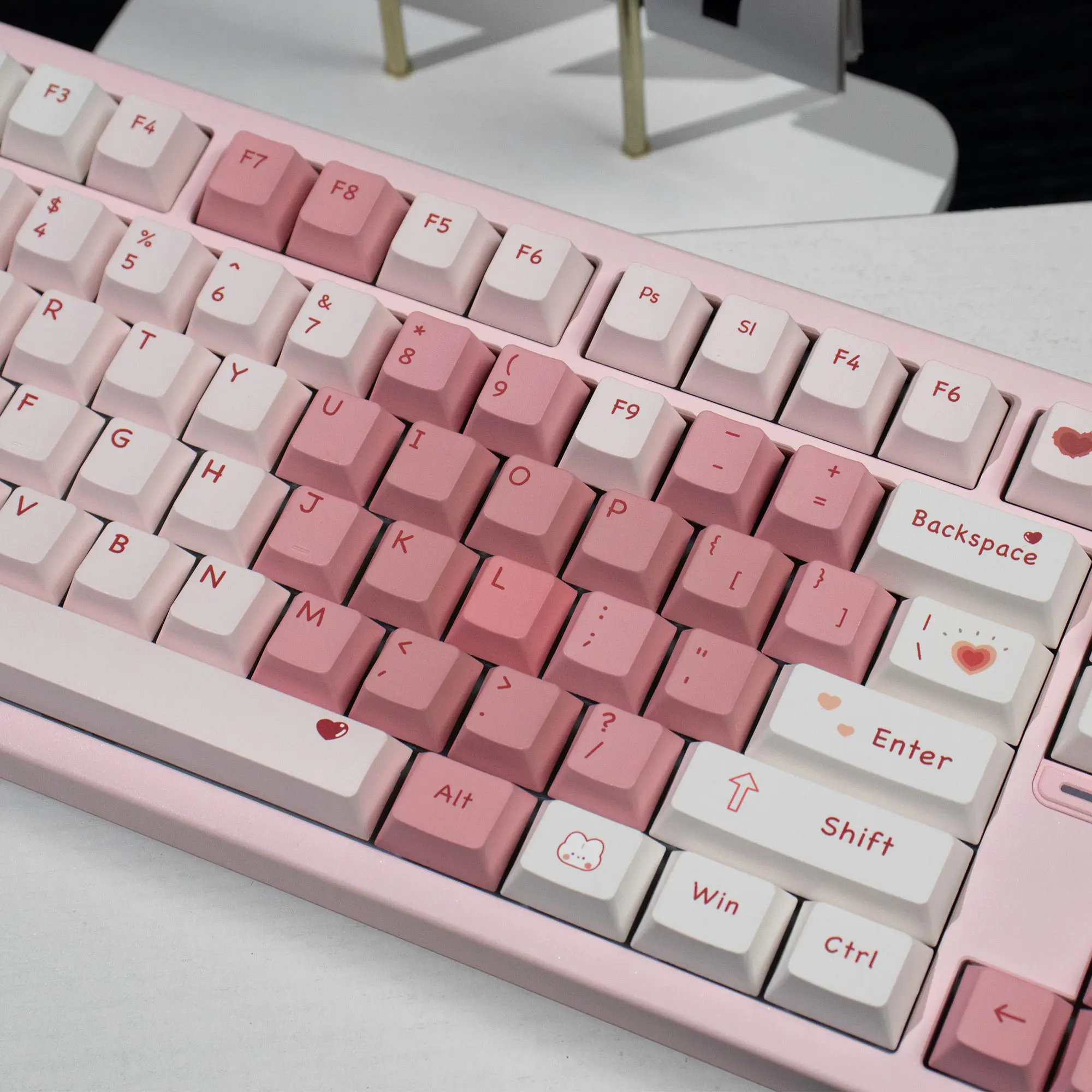 129/23 Keys Love Heart Cute Keycaps Cherry Profile Dye-Sublimation PBT Keycaps for MX Switches Mechanical Keyboard Kit