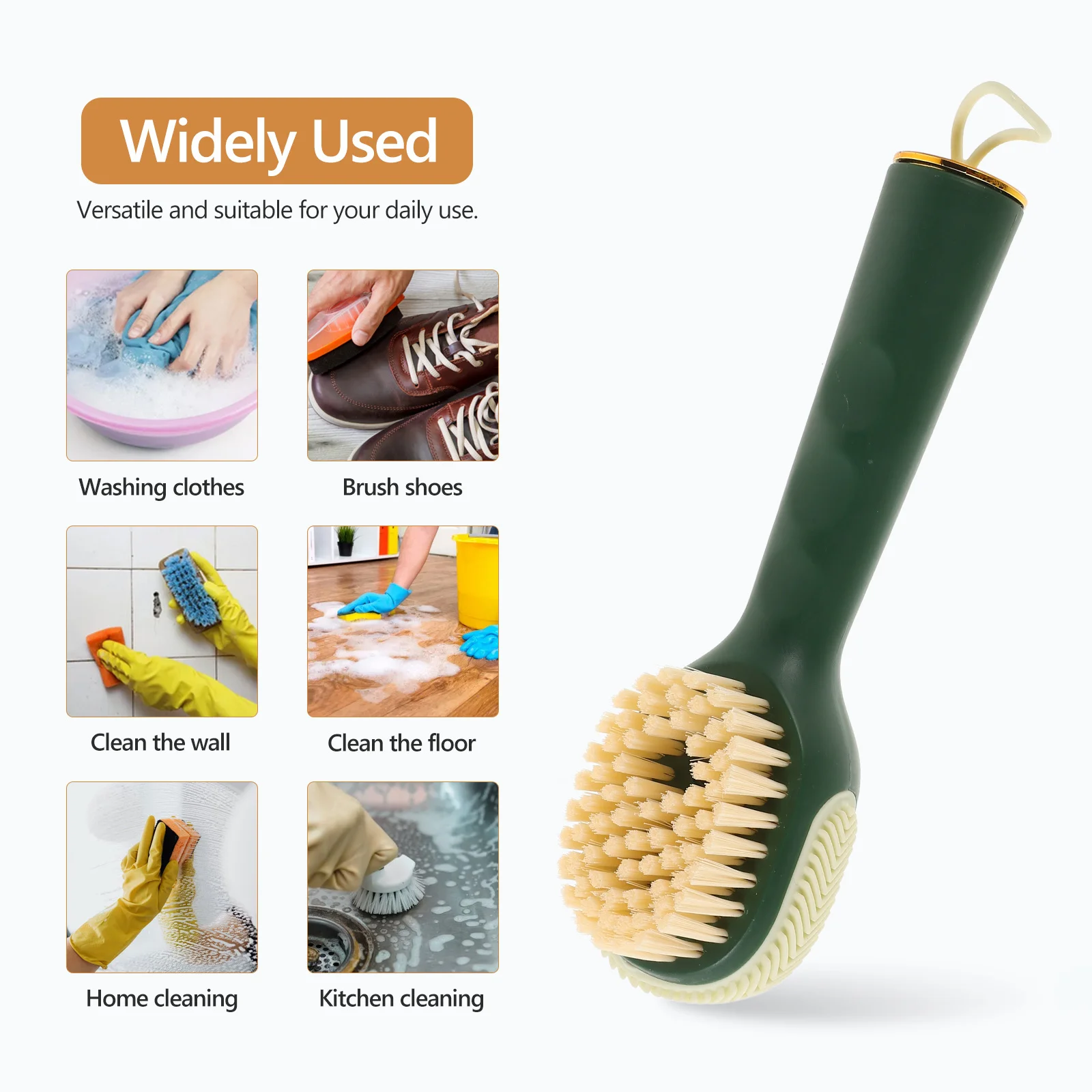 

Hangable Multifunctional Shoe Brush with Press Dispense Function Soft Bristle Scrubber for Shoes Clothes Cleaning Wet Dry Use
