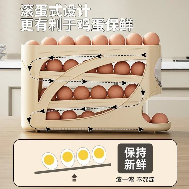 Rolling Egg Storage Box, Multi-layer Oblique Automatic Egg Roller, Refrigerator Door Egg Tray Fresh Keeping Container