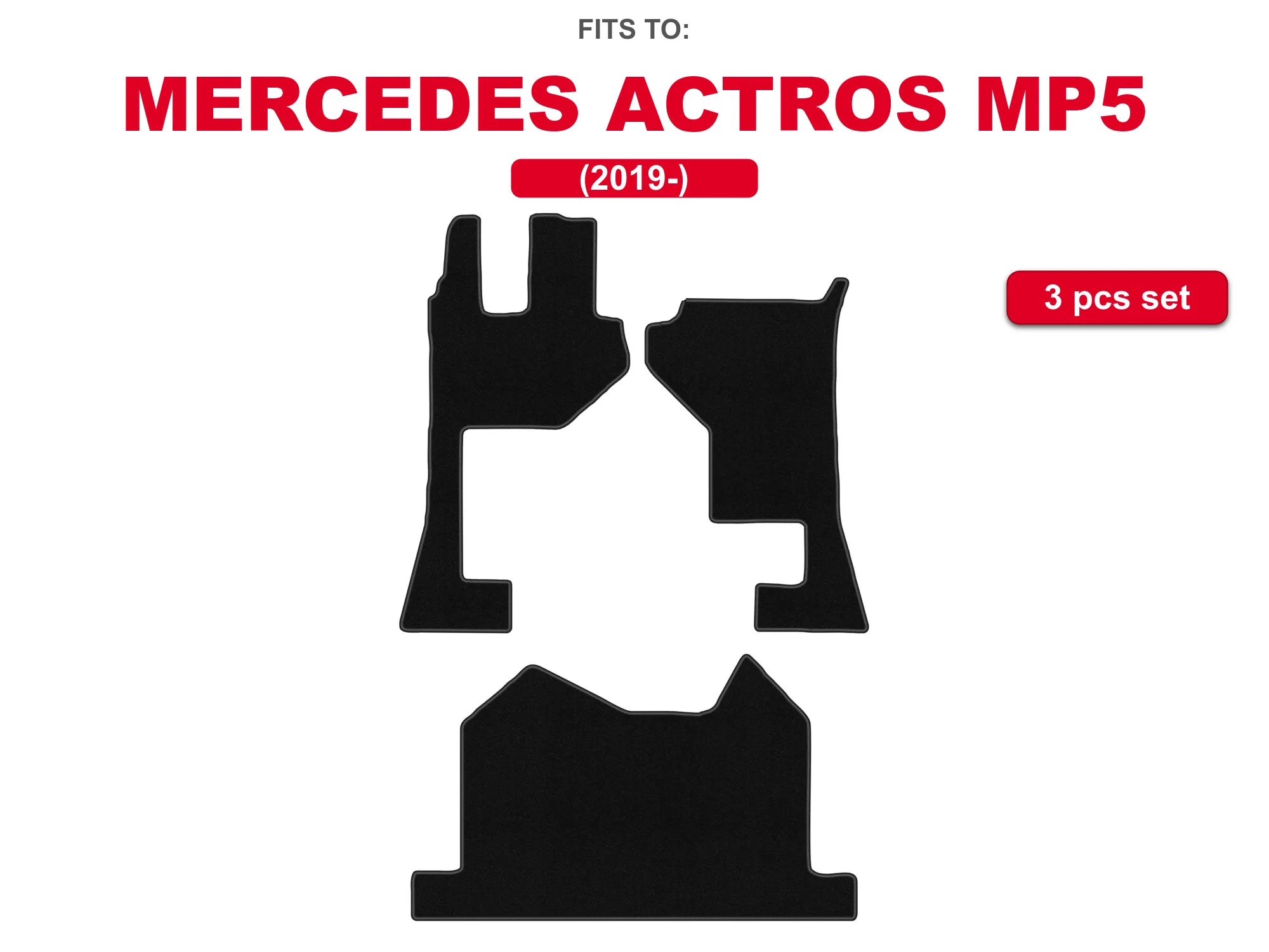Auto-velourmatten voor: Mercedes Actros MP5 2019 - in de auto passende automattenset