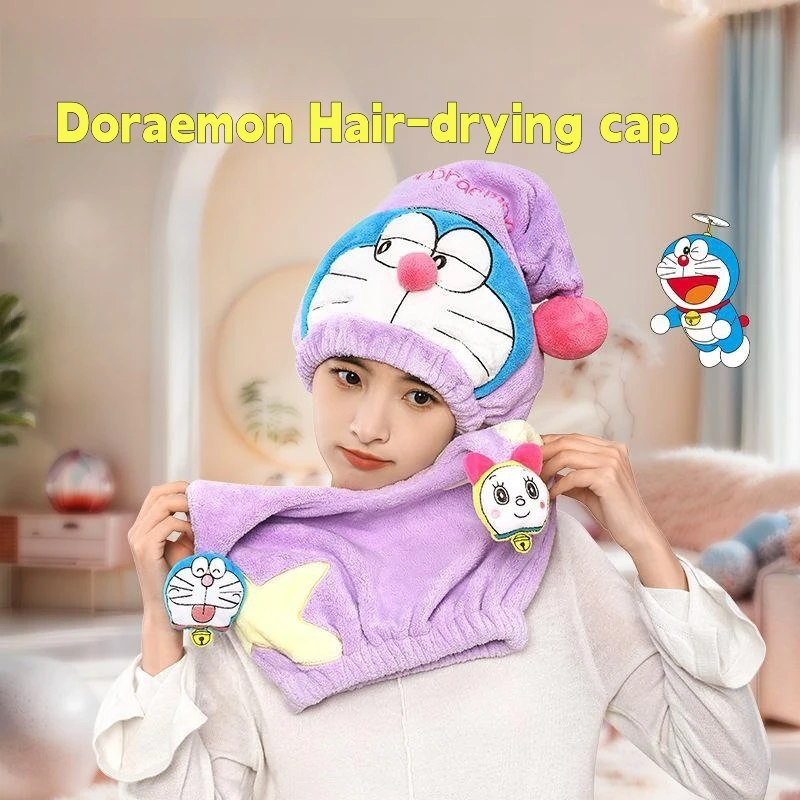

Cartoon Doraemon ‌Hair-drying Cap Water-absorbing Dry Hair Towel Cute Triangle Cap Water-absorbing Quick Dry Hat Christmas Gift