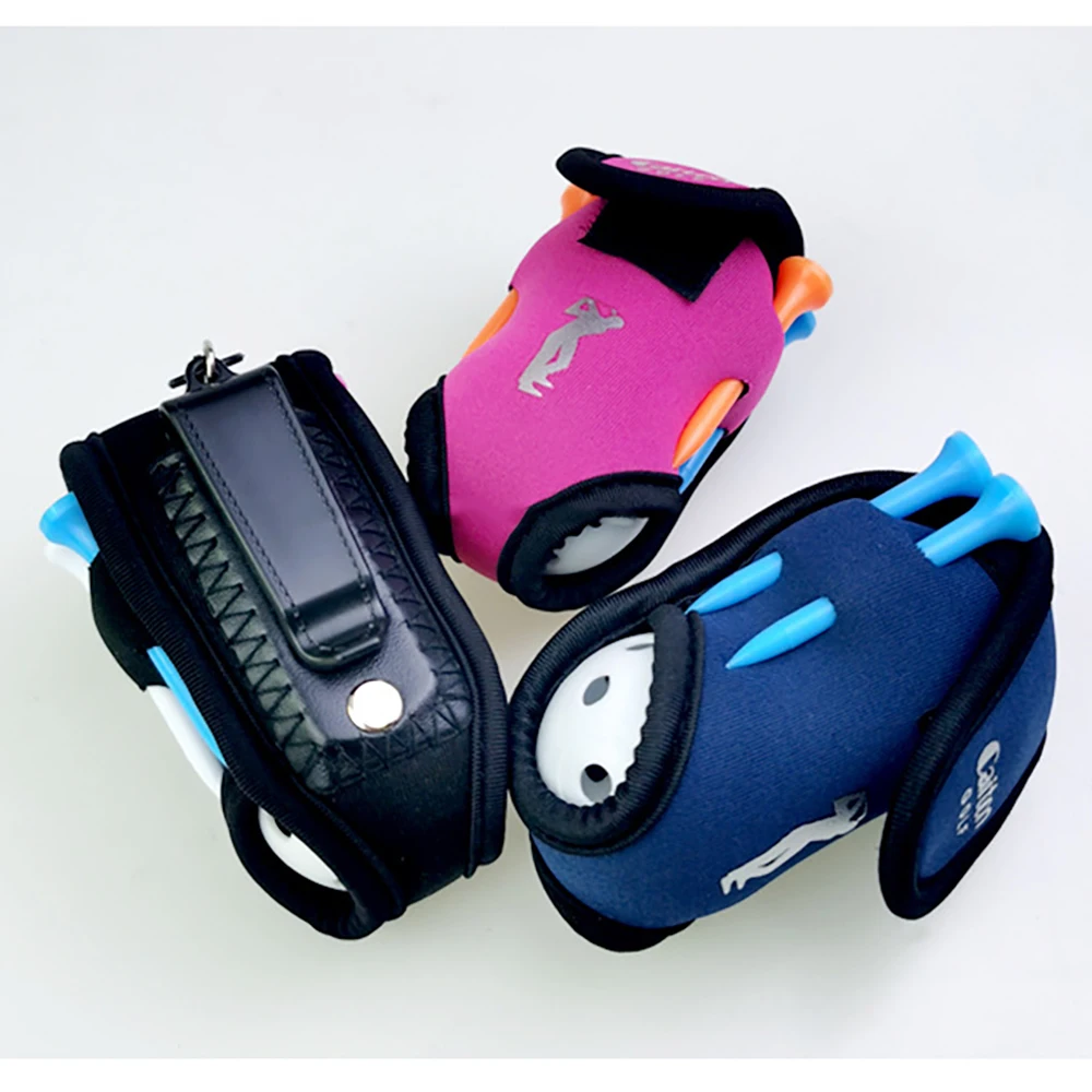 Golf Mini Ball Waist Bag Can Hold 2 Balls, 4 Tee Diving Cloth Ball Pouch , Storage Pack Hook Buckle Accessories