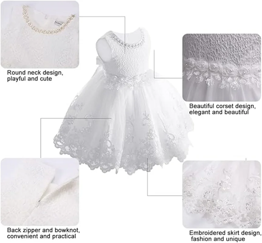 

Детское платье для девочек на свадьбу, крестины, белое кружевное платье для первого причастия, вечернее платье подружки невесты, детское платье принцессы для вечеринки, платья для малышей