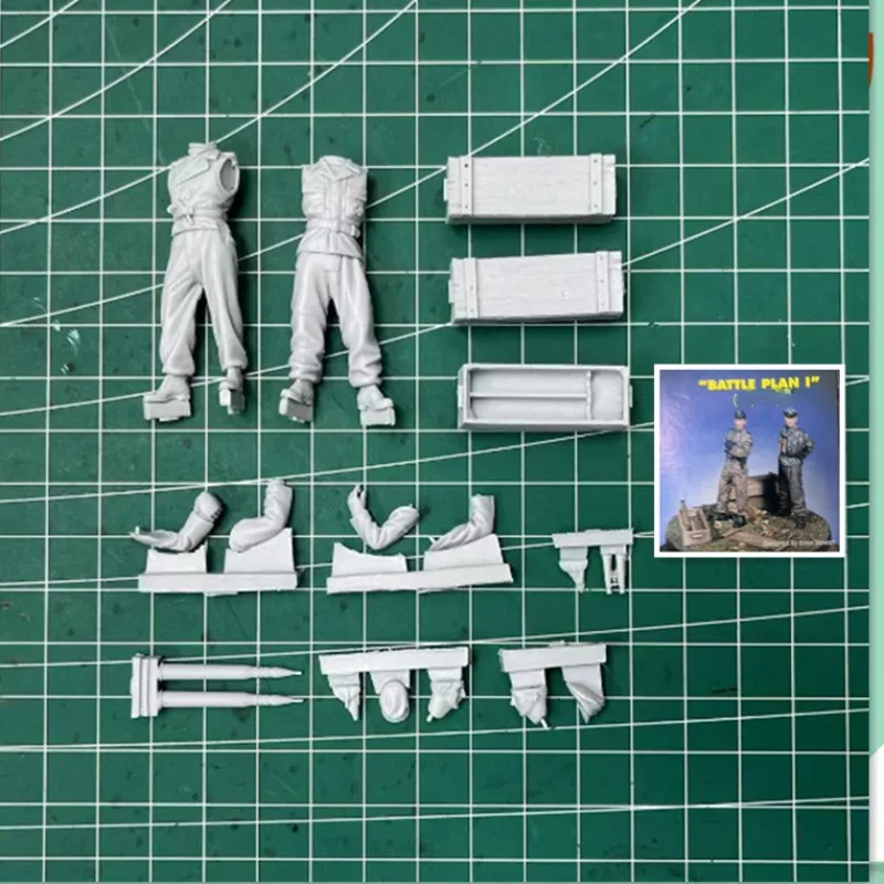 1/35 Scale Officer 2 Person Resin Figure Assembled Model Kit History Miniature Statue Unassembled and Unpainted Diorama Toy