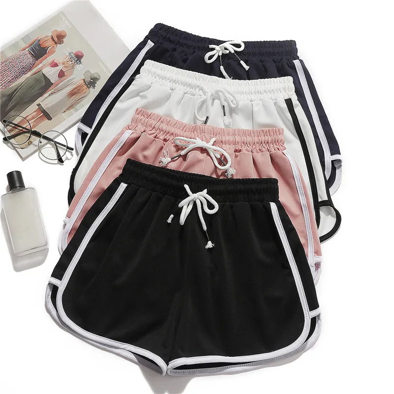 

Simple Shorts Women Summer High Elastic Lace Up Drawstring Wide Leg Sweat Short Fitness Running Shorts Loose Casual Sports Pants