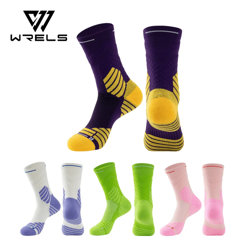 WRELS 1/2/3 pair Running Athletic Anti-Blister Socks Moisture Wick Breathable Sports Compression Support Socks Cushion Men Women