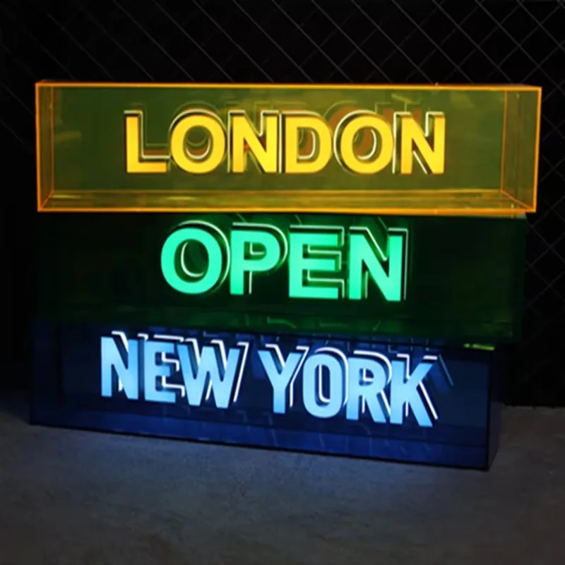 Outdoor Indoor Custom Sign Led Letters 3d Logo Mini LED Illuminated Acrylic Light Box Signs for Business Shopping Mall Coffee