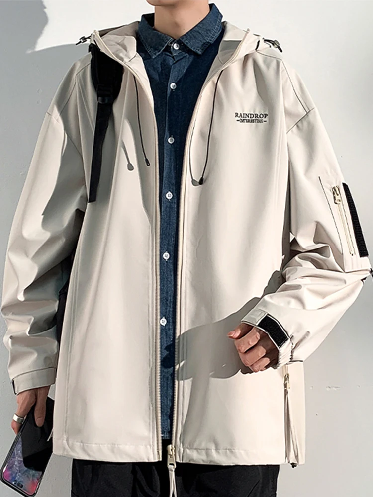 

Мужская демисезонная ветрозащитная куртка для активного отдыха с капюшоном, повседневная, свободного кроя, на молнии, с длинными рукавами, из полиэстера...