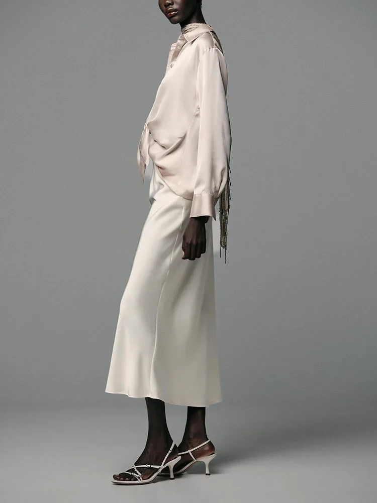 الحلو Ele الحرير الساتان irt وصول جديد للنساء في خريف 2025 Faionable Chinoiserie المرحلة زي بلوزة للسيدات