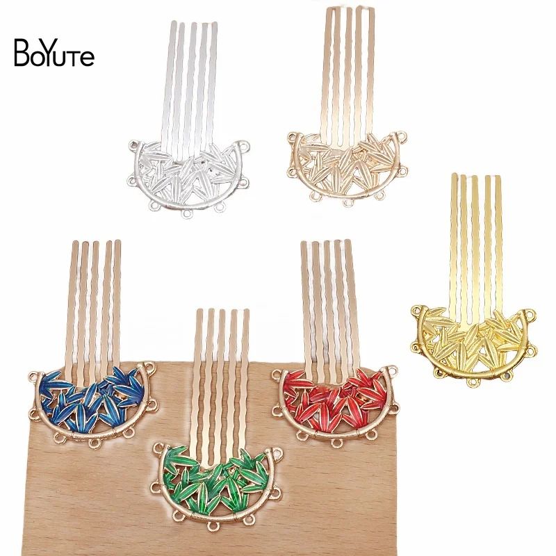 BoYuTe Wholesale (10 Pieces/Lot) 36*24MM Alloy Bamboo Welding 5 Teeth Iron Hair Comb Diy Hair Jewelry Accessories