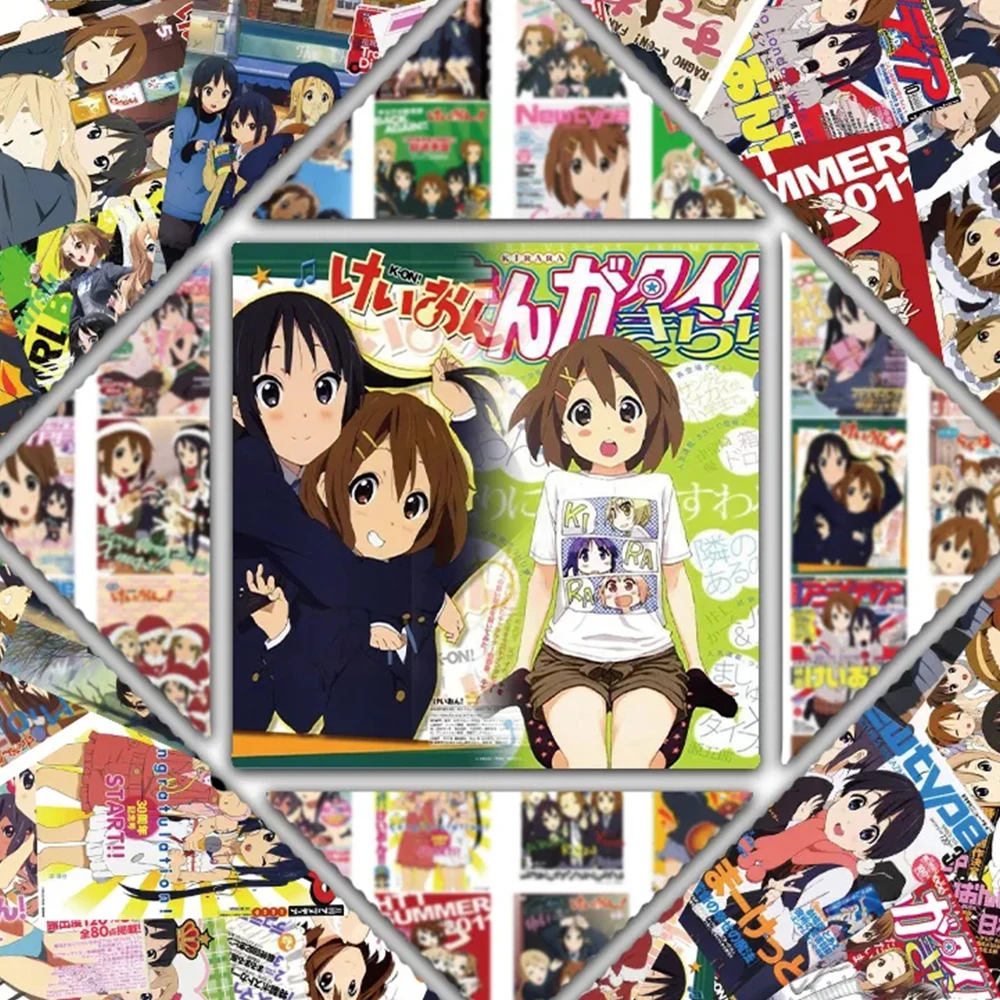 10/30/60PCS Anime K-ON Poster Stickers Kawaii Cartoon Girl Hirasawa Yui Akiyama Mio Decal Notebook Phone Laptop Cute Kid Sticker