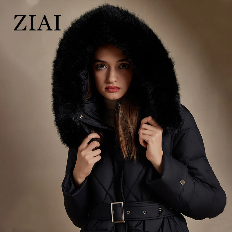 Astrid Winter Women Parka Big Fur Collar Hood Belt Thick Warm Overcoat Long Down Jacket Quilted Coat Female Clothing ZR-30220