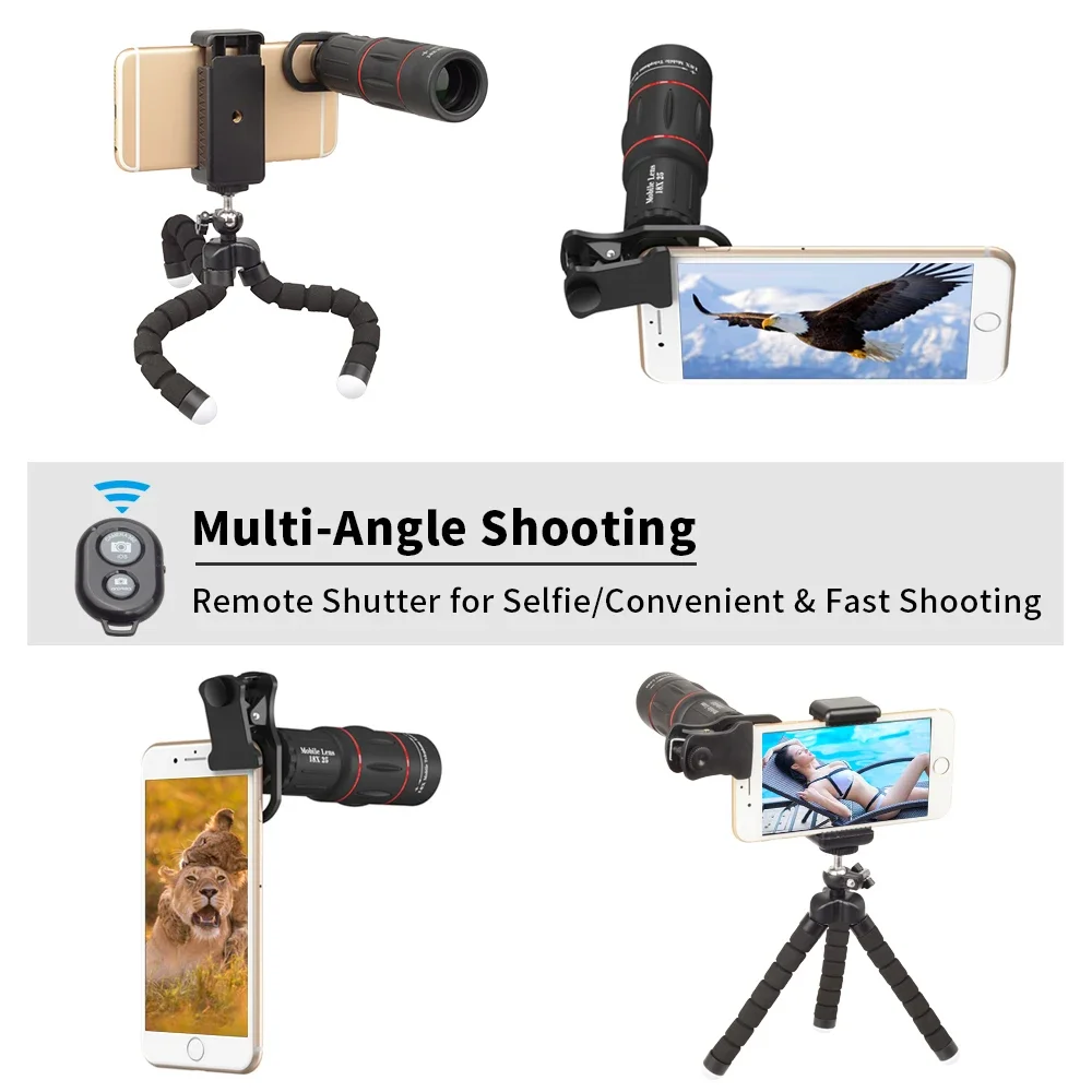 휴대폰 렌즈 키트 어안광각 매크로 18배율 망원렌즈 삼성 화웨이 모든 스마트폰용 3 in 1 렌즈