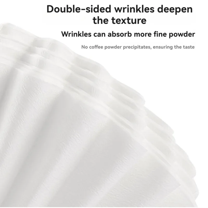 Mar.Wave-Shaped 2 To 4-Cup Coffee Filters- For Drip Brewing Compatible, 100% Wood Pulp Paper, White Color, Standard Size(185X50m