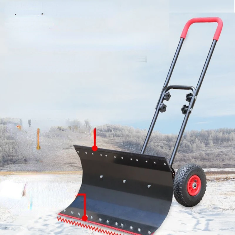 

Portable wheeled outdoor snow remover for hand pushed household property use