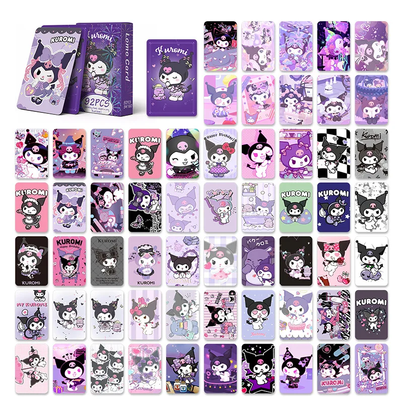 92Pcs/Set Sanrio Stickers Kuromi LOMO Card Photo Card For Fans Collection Gift Kids Toys