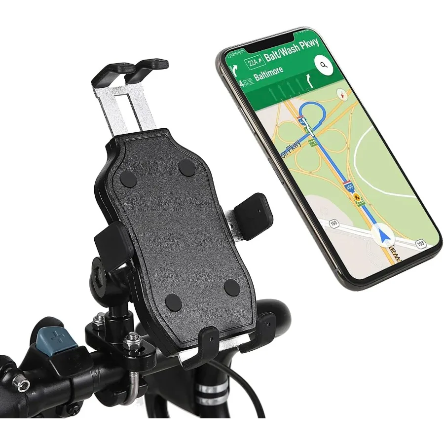 

Крепление для телефона из алюминиевого сплава для мотоцикла с вращающимся на 360° шариковым наконечником для руля, совместимое с велосипедами и мотоциклами f