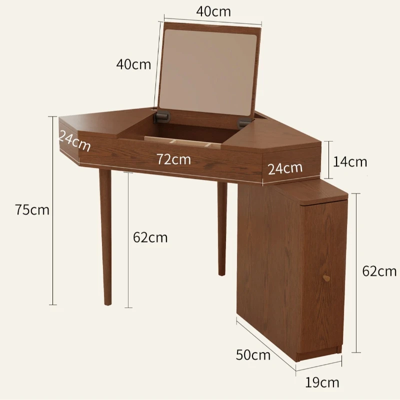 Upholstered Compartment Dressing Table Clearance Office Wood Corner Dressing Table Storage Shelves Coiffeuse Funiture Home