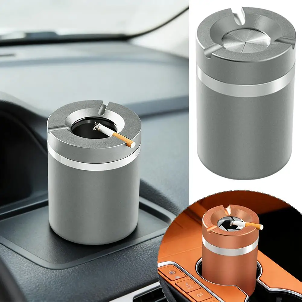 360° Stainless Steel Twist-Lock Ashtray, Windproof Odor-Proof & With Cigarette Holder for Car & Home, Smokeless Cigar Ashtr T1Z8