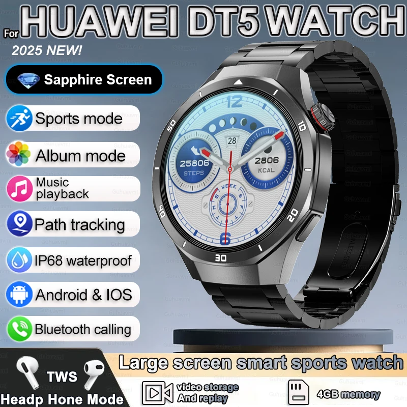 

FOR HUAWEI DT5PRO Smart watch 4G large memory GPS Map MP3/MP4 Player Bluetooth Call Sports Applicat download Fashion Smart Watch