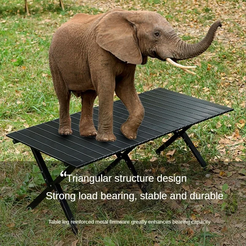 Portable Ultra Light Folding Table, Outdoor Camping Table, Camping Chairs, Lightweight Picnic Wood Grain Dining Table