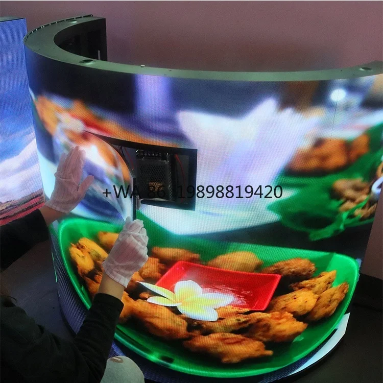 Indoor Flexible LED Screen Curved P1.86 Soft  Exhibition Trade Show Cylindrical Column Video Wall Flexible LED  Display Screen
