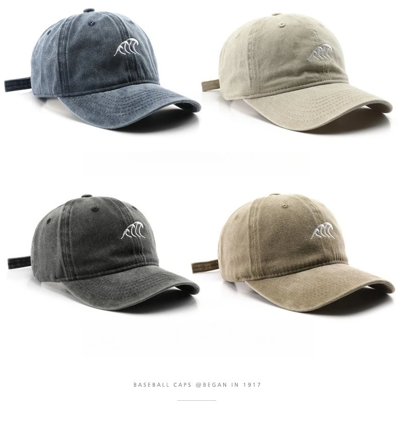 1pc Retro Washed Wave Letter Embroidery Baseball Caps for Women Adjustable Unisex Dad Hat,Breathable Summer Sun Hat for Beach