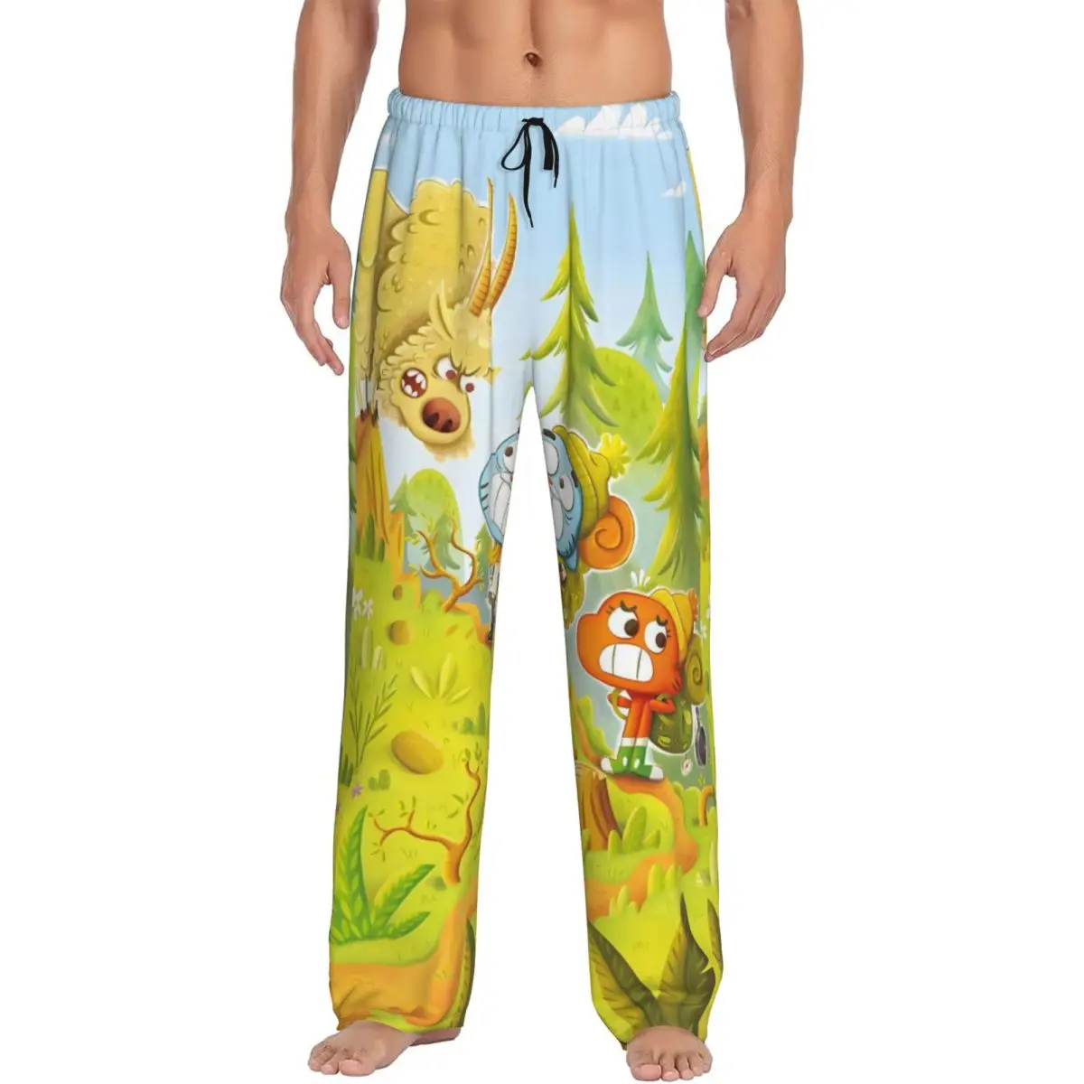

Custom Men's The Amazing World Of Gumball Pajama Pants Print Funny Cartoon Sleep Sleepwear Bottoms with Pockets