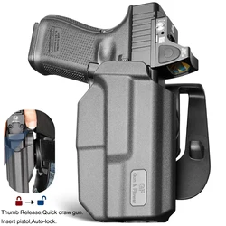 For G17/G31 (Gen1-5),G19/G23/G32/G44(Gen3-5),G19X/G22/G45 Holster,Polymer Thumb Release OWB Paddle Bag Tactical Tools Right hand