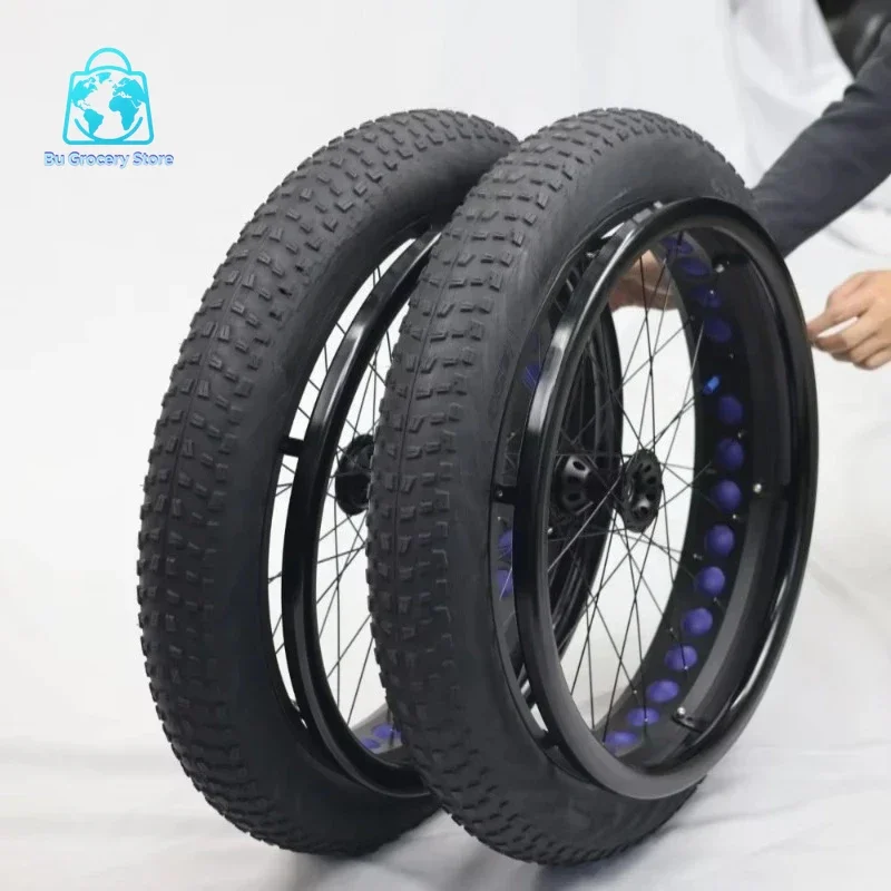 24 Inch x4.0 Fat Tire Wheelchair Wheel Beach Wide Tire Snow Wheels Spare Parts for Outdoor Mobility