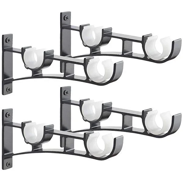 1Set Aluminum alloy curtain rod Roman pole bracket, top mounted single pole double pole base bracket, modern and simple