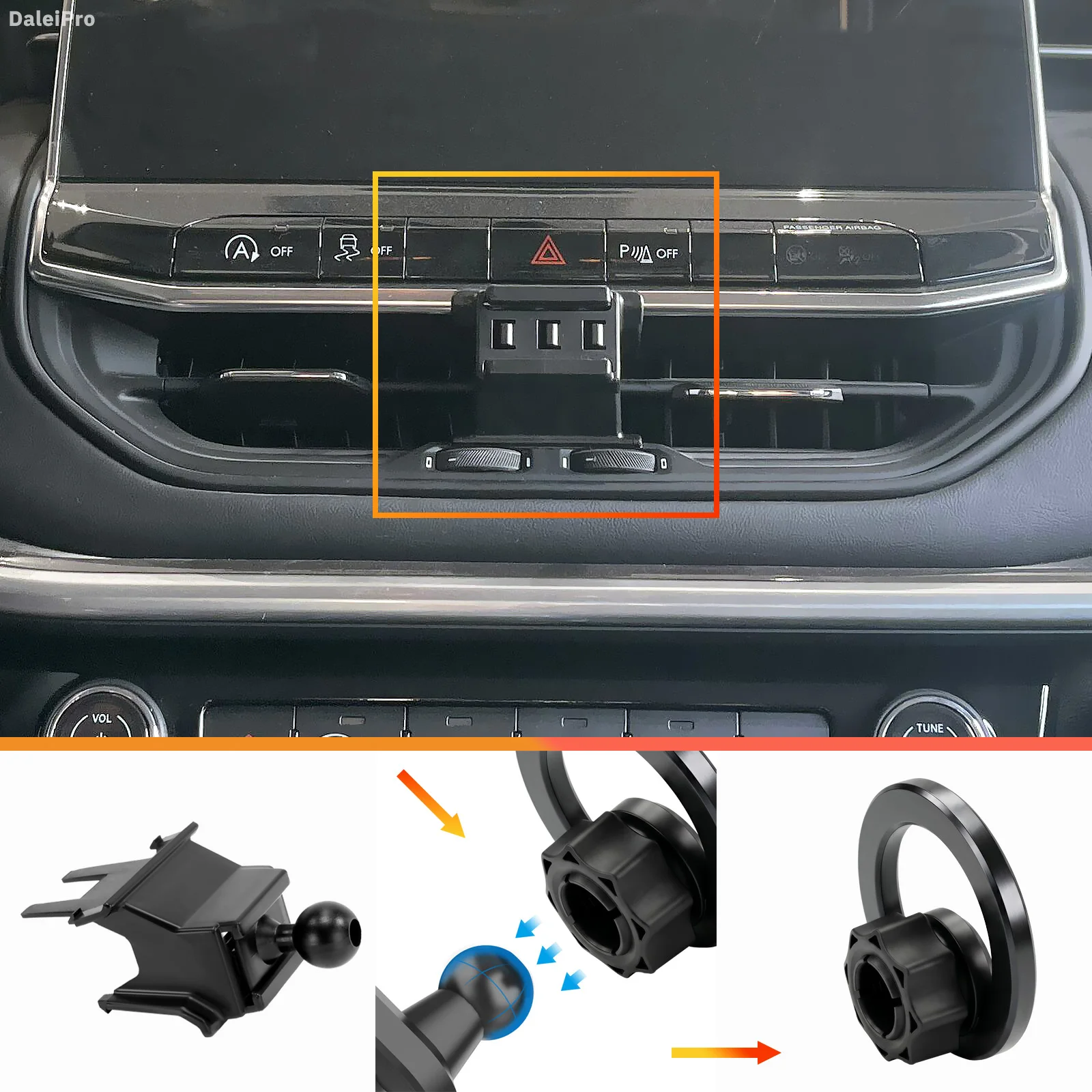 Design For Jeep Compass Commander 2022-2024 2025 Custom Fit Car Phone Holder Secure Clip-On Mount Smart Sensing Phone Holder