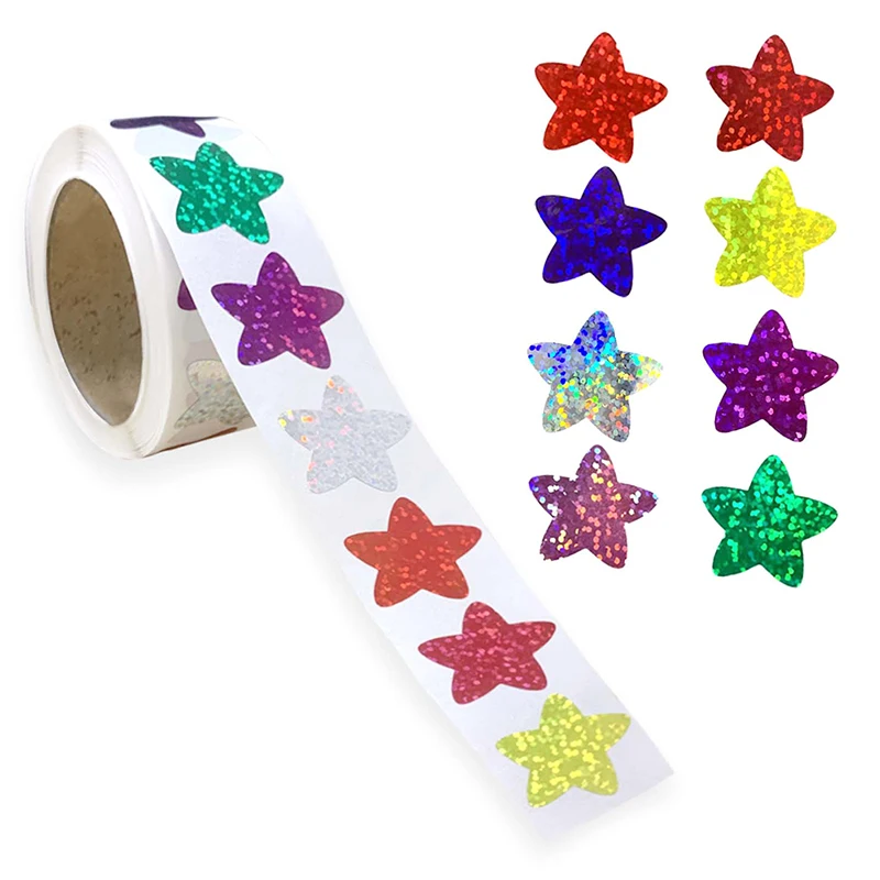 New【500Pcs/Roll Colorful Star Stickers Kids Reward School Classroom Adhesive Star Stickers For Teachers Parents DIY Craft】