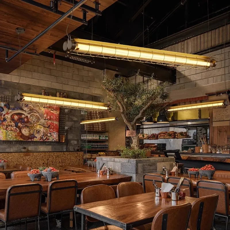 

Американский ретро-ресторан, кафе, подвесной светильник, длинный металлический светодиодный подвесной светильник, офисный бар, ресторан, кухня, светильники