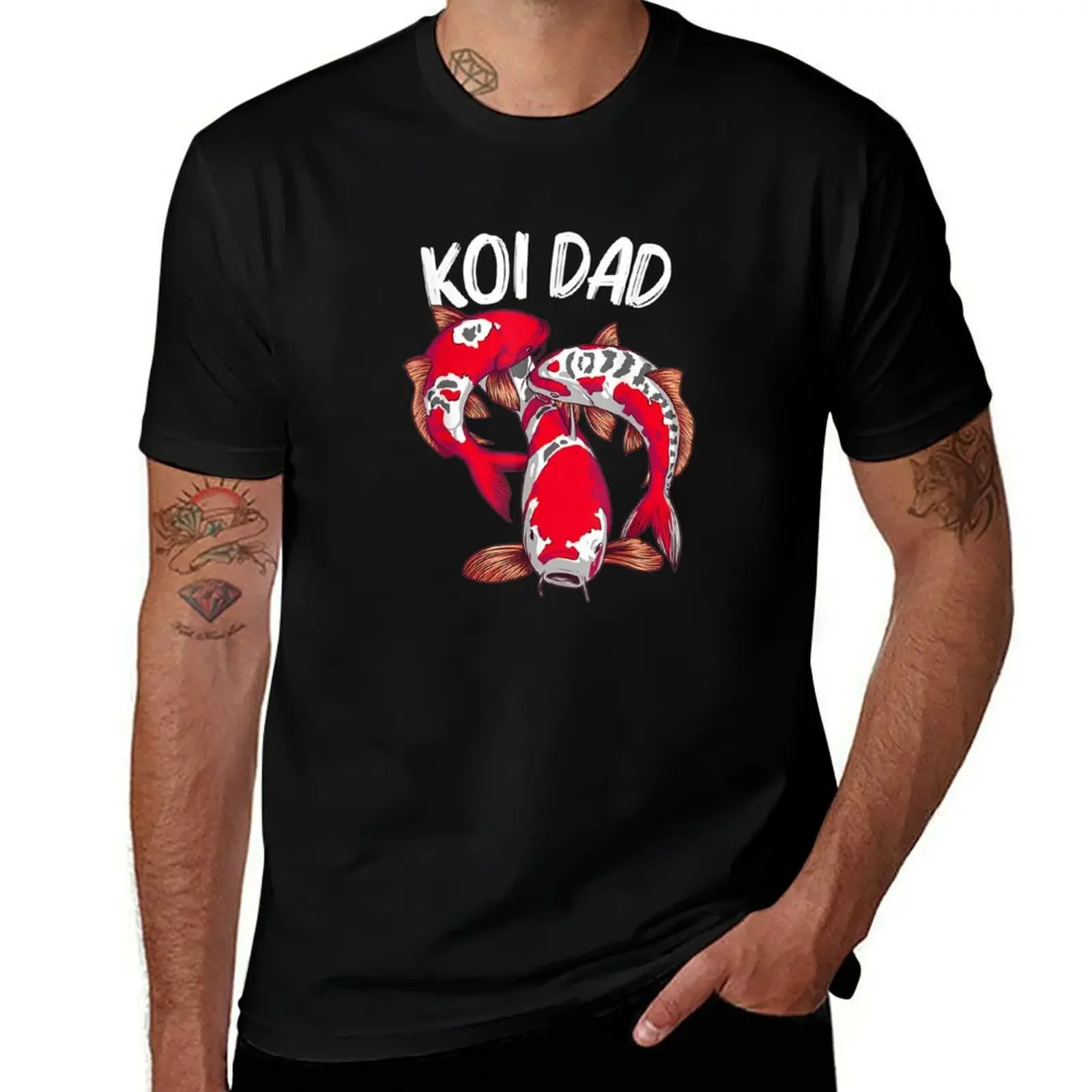 Koi Fish Gift For Dad Men Japan Koi Carp Fishes T-Shirt blue lock custom t-shirts sublime T-shirts for men cotton