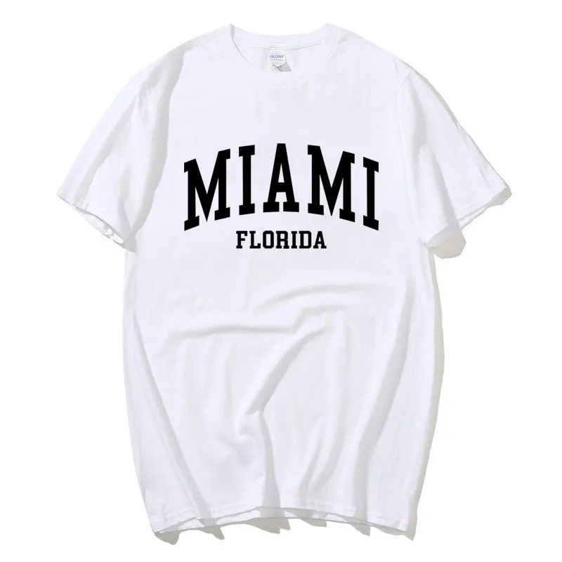 MIAMI Florida City T-shirt Women Men Cotton Summer Short Sleeve Tee Hip Hop Fashion Streetwear Classic T Shirt Trend Loose Tops