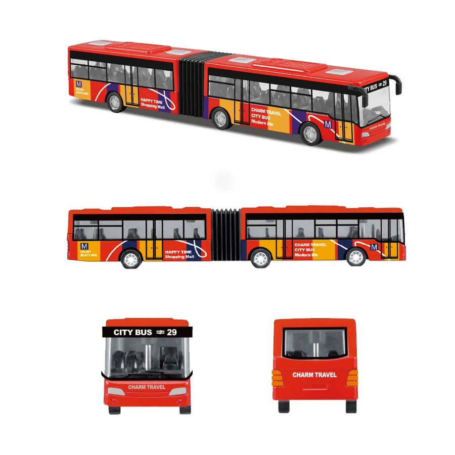 Alloy Double Section Lengthened Small Bus Compact Pull-Back Simulation Children Bus Bus Toy Alloy Car Die Casting Model samochodu