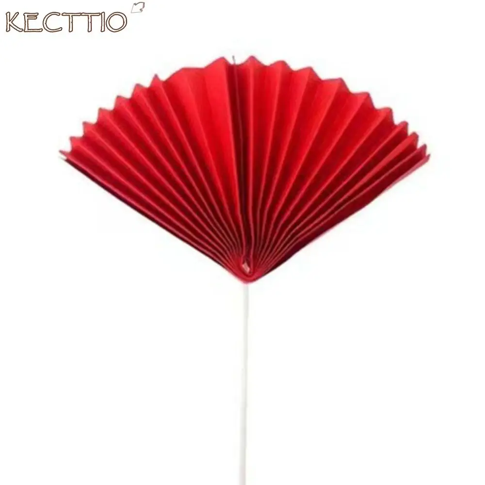 2pcs Chinese Style Paper Fan Cake Topper Party Favors Retro Semicircle Cake Flag Simulation Folding Fan Cake Insert Wedding