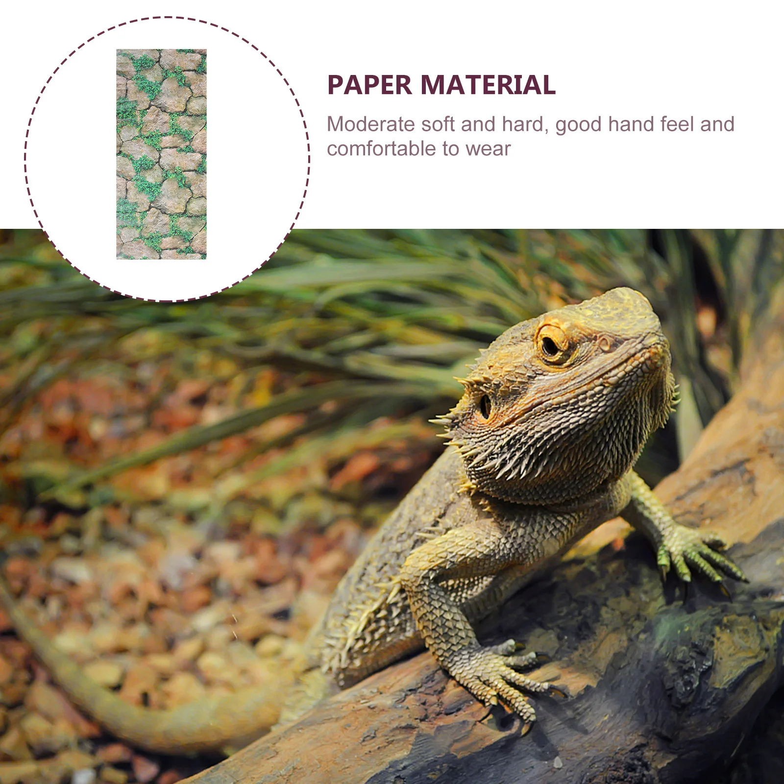

Reptile Terrarium Background Sticker Rocks Pattern Decal Safe for Pets Thickened Paper Easy Apply Reptile Tank Background
