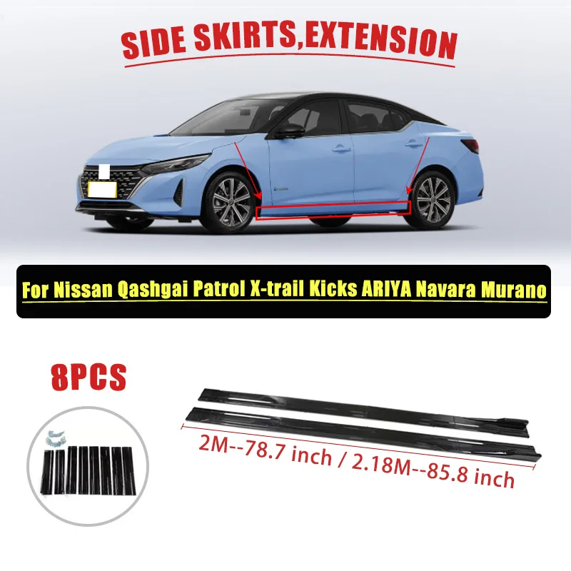 

For Nissan Qashgai Patrol X-trail Kicks ARIYA Navara Murano Safari Car Side Skirt Plate Lip Separator Bumper Racing Side Spoiler