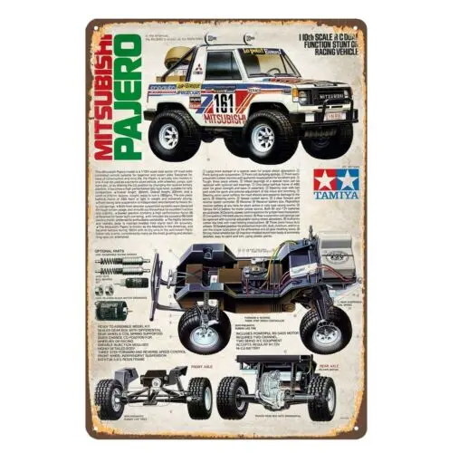 Metalowy znak Vintage Rc Car Plakat - Tamiya Pajero - 20x30cm