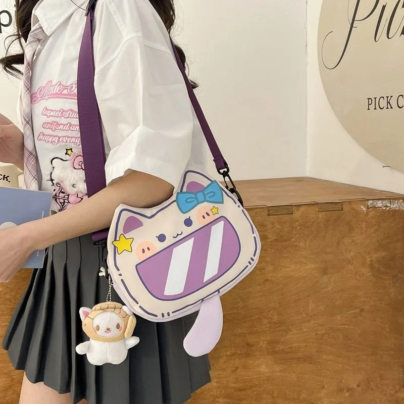 MBTI Cute Cat Shoulde Bag for Women Cartoon Small Fashion Print Elegant Handbag Popular All-match Designer Female Crossbody Bag