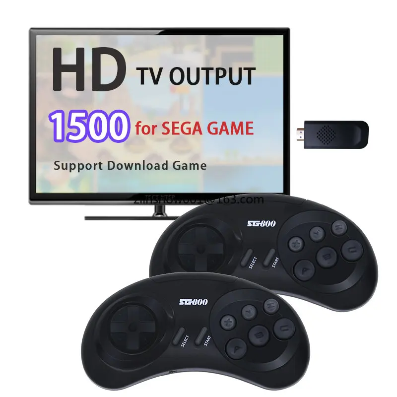 

2.4 Wireless SG800 1500 Games Stick De Jeu Mini 16 Bit 4K HD Megadrive MD 16bit Retro Arcade Video Game Console for Sega