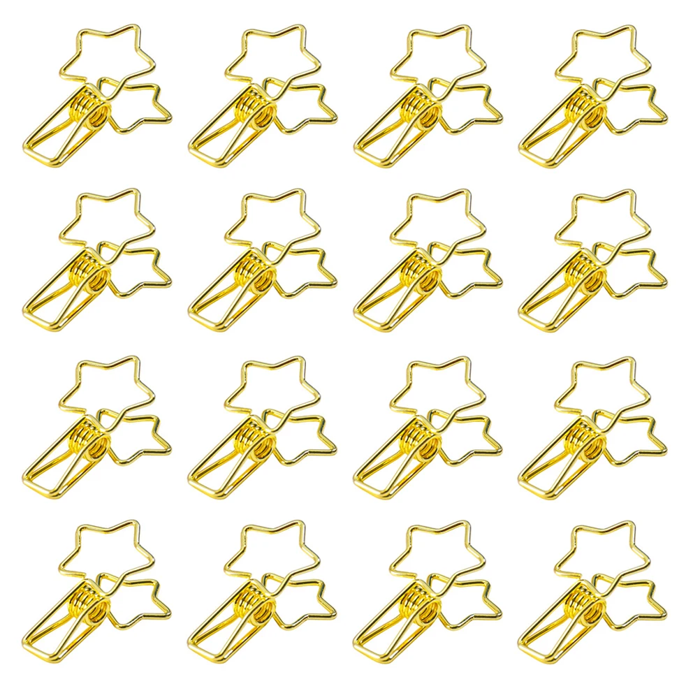 

16 Pcs Photo Folder Bill Organizer Office File Clamps Decorate Metal Clips Mini Iron Document Memo