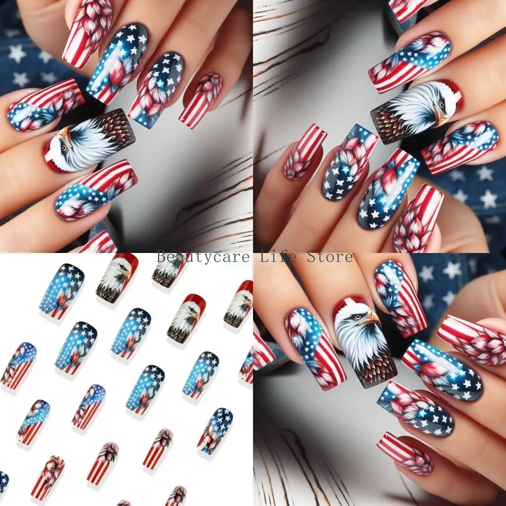 

652c 24pcs Fashionable Press on со звездным искусством для празднования и вечеринок