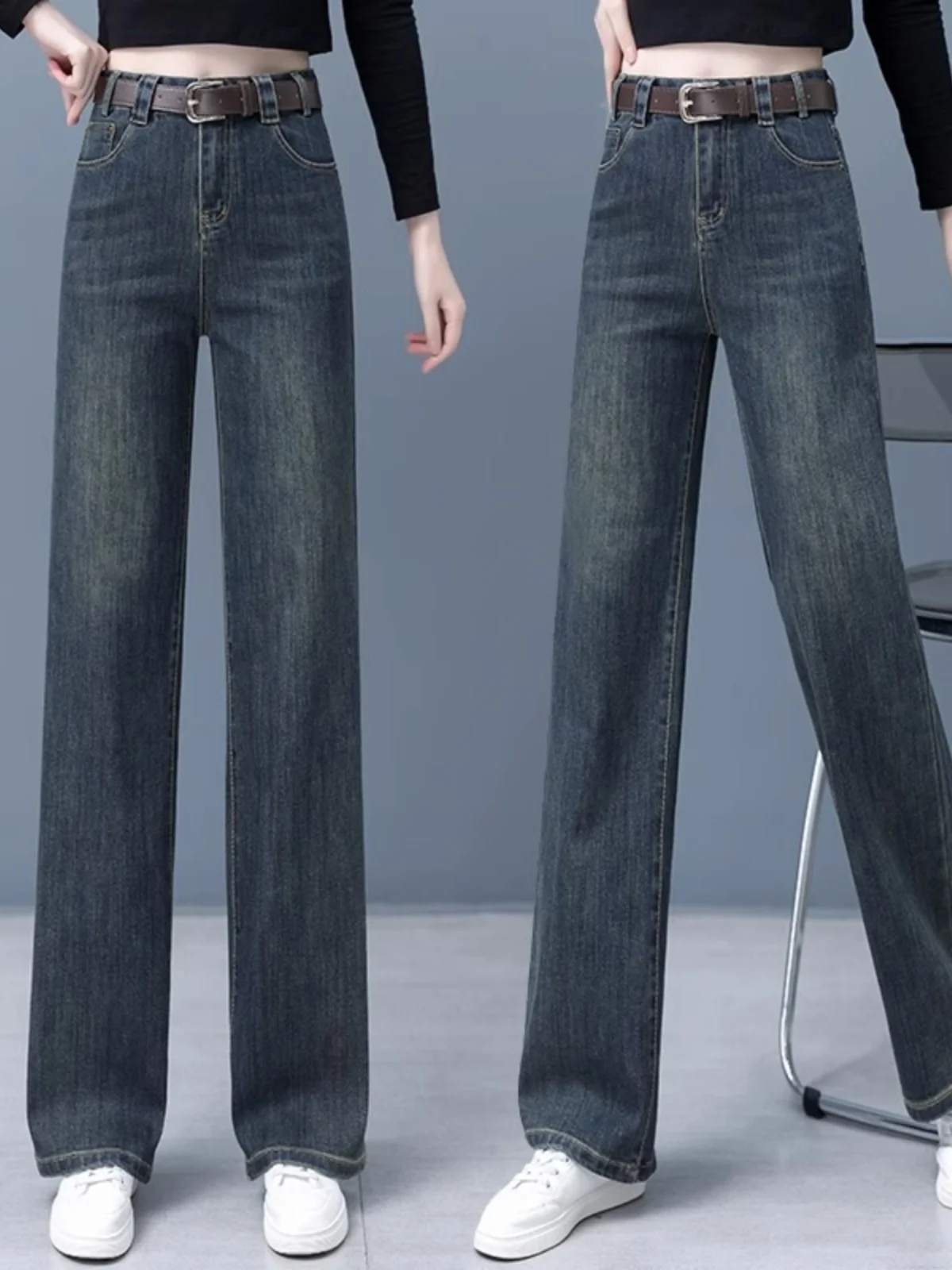 High Waist Straight Leg Jeans Women's Loose Fit Slimming Casual Trousers Trendy plus Size Wide Leg Pants Autumn Fashion