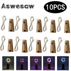Luces LED para botella de vino con corcho, Mini cadena de luces de hadas para botellas de licor, artesanía, fiesta, decoración de boda, 10 unidades